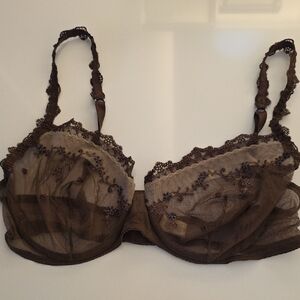 Vintage La Perla Brown Sheer Lace Bra